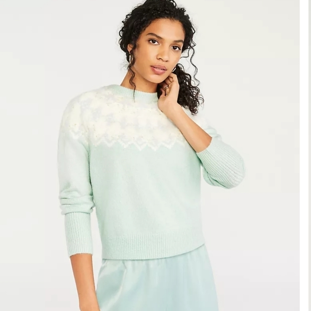 Ann Taylor Light green cold water pattern Sweater size S